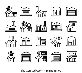 building icons set line vector