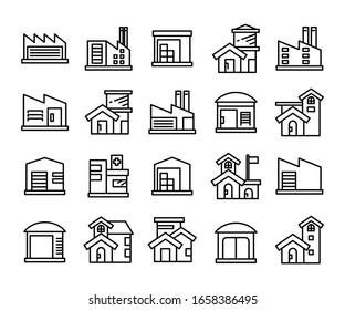 building icons set line vector