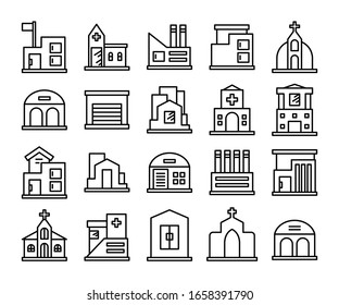 iconos de construcción conjunto vectorial de línea