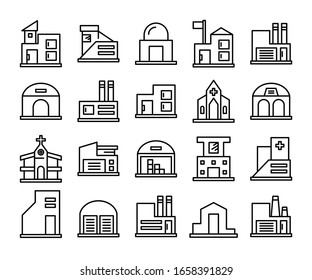 building icons set line vector