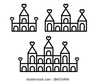 Building icons set. Line vector illustration