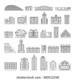 Building Icons Set. Linear style. Vector illustration.