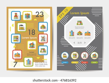 Building icons set with long shadow,eps10