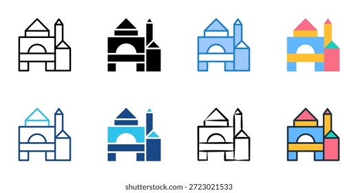 Los iconos de construcción establecen una colección de varios estilos. Trazo editable 
