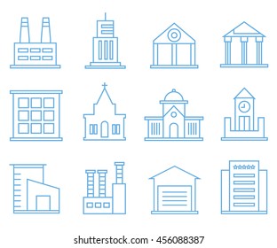 building icons set, outline icons