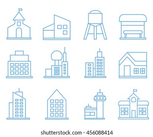 building icons set, outline icons