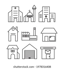building icons set. building pack symbol vector elements for infographic web.