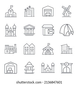 Building icons set . Building pack symbol vector elements for infographic web