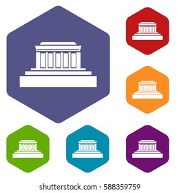 Building icons set rhombus in different colors isolated on white background