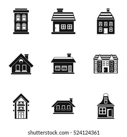 Building icons set. Simple illustration of 9 building vector icons for web