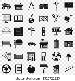 Building icons set. Simple style of 36 building vector icons for web for any design