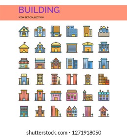 Building Icons Set. UI Pixel Perfect Well-crafted Vector Thin Line Icons. The illustrations are a vector.