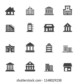 Building Icons Set - Vector Architecture Office Buildings And Architecture City Urban Real Estate