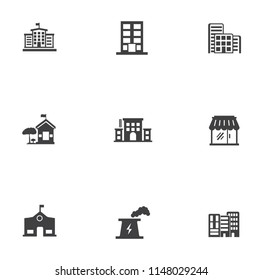 building icons set - vector architecture office buildings and architecture city urban real estate