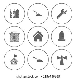 Building Icons Set - Vector Architecture Office Buildings And Architecture City Urban Real Estate