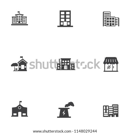 building icons set - vector architecture office buildings and architecture city urban real estate