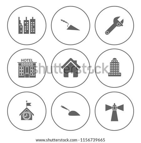 building icons set - vector architecture office buildings and architecture city urban real estate