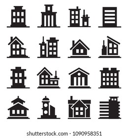 Building Icons Set. Vector illustration. Simplus series