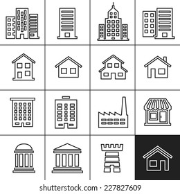 Building Icons Set. Vector Illustration. Simplines Series Vector Icons