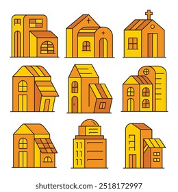 building icons set vector illustration