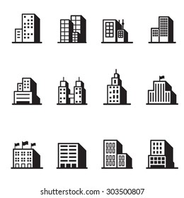 Building icons set Vector illustration 