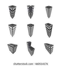 Building icons set. Vector illustration. 