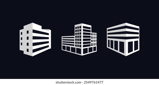 Building Icons Silhouette Vector Illustration. Building Icons Silhouette Vector Illustration for Architectural and Urban Design Projects