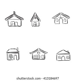building icons, sketch, vector illustration