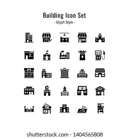 building icons vector. building icon set. glyph icon style design