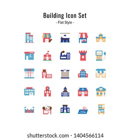 building icons vector. building icon set. flat icon style design