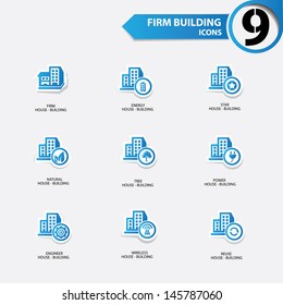 Building icons,Blue version,vector