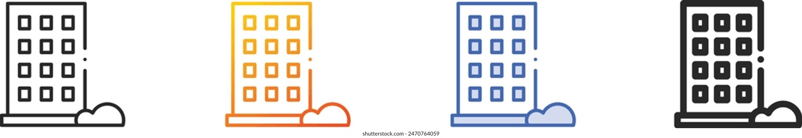 building icon.Thin Linear, Gradient, Blue Stroke and bold Style Design Isolated On White Background