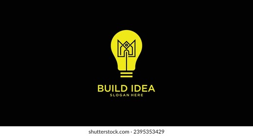 Building idea property house modern minimal clean simple line style logo design premium vector icon illustration
