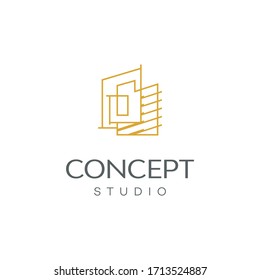 building illustration for architect logo design template