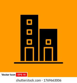 Icono de vector negro de ilustración de construcción aislado en fondo amarillo.