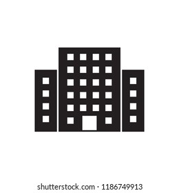 Building illustration black an white vector icon isolated on white background