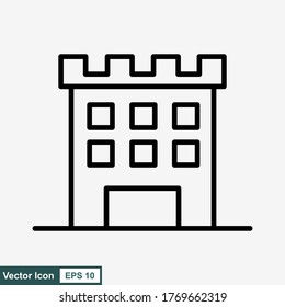 Building illustration black an white vector icon isolated on white background.
