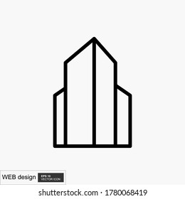 Building illustration black an white vector icon isolated on white background.