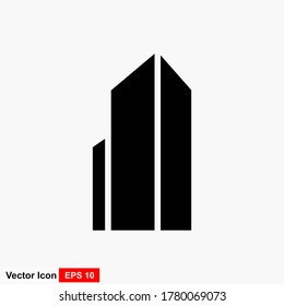 Building illustration black an white vector icon isolated on white background.