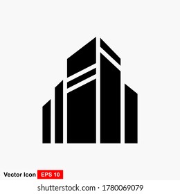 Building illustration black an white vector icon isolated on white background.