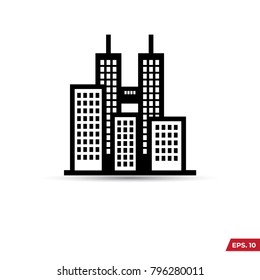 Building illustration black an white vector icon isolated on white background
