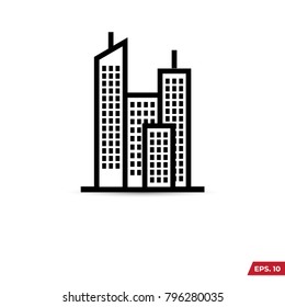 Building illustration black an white vector icon isolated on white background