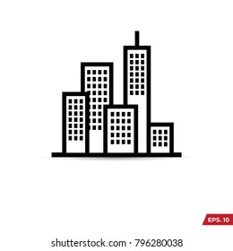 Building illustration black an white vector icon isolated on white background