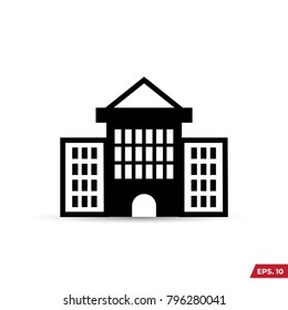 Building illustration black an white vector icon isolated on white background