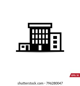 Building illustration black an white vector icon isolated on white background