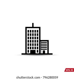 Building illustration black an white vector icon isolated on white background