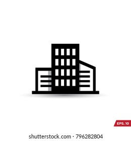 Building illustration black an white vector icon isolated on white background