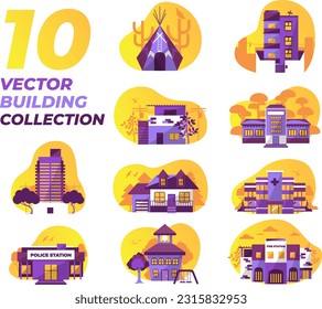 Building Illustration Collections Set Vector