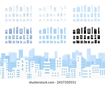 Conjunto de materiales de ilustración de edificios y ciudad con deep_flat