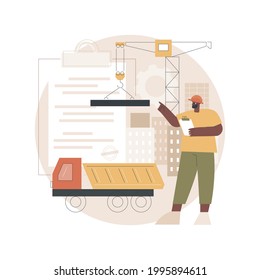 Building industry license abstract concept vector illustration. Local builder registration, technical qualification, quality and reputation, construction career, assessment abstract metaphor.